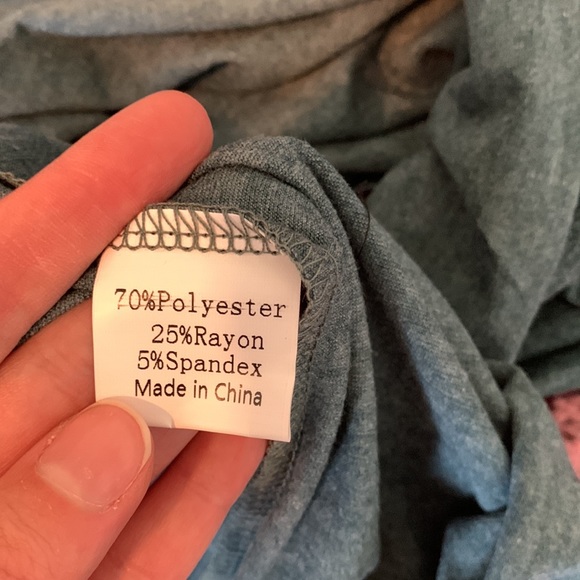 Teal v-neck off shoulder long sleeve tee - Picture 6 of 6